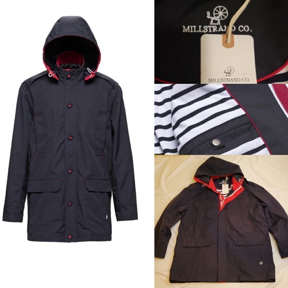 $450 NEW MILLSTRAND CO Bruyn ALL WEATHER waterproof navy blue COAT JACKET XL NWT